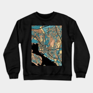 San Diego Map Pattern in Mid Century Pastel Crewneck Sweatshirt